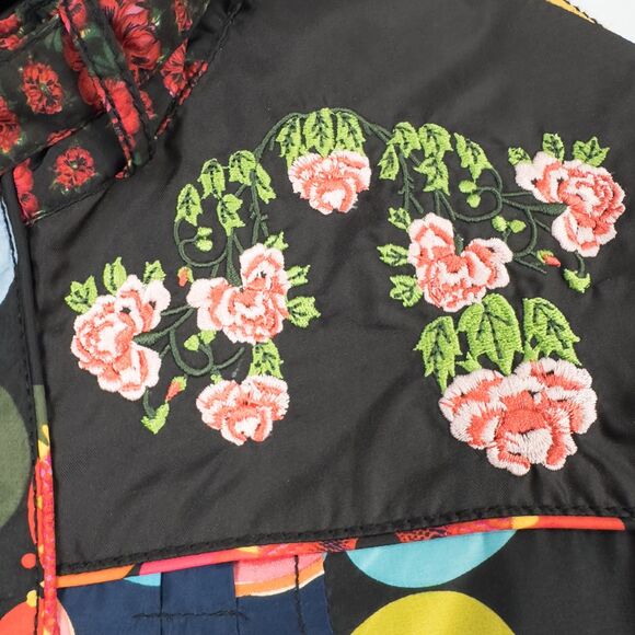 Desigual Embroidered Bomber Jacket Windbreaker Womens 40 Avant Garde Floral - Picture 11 of 16